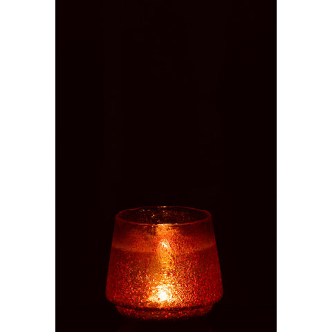 J-Line theelichthouder Stippen - glas - oranje - large