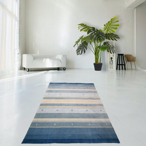 Blauw Gabbeh vloerkleed - 210x140 cm - HANDMADE