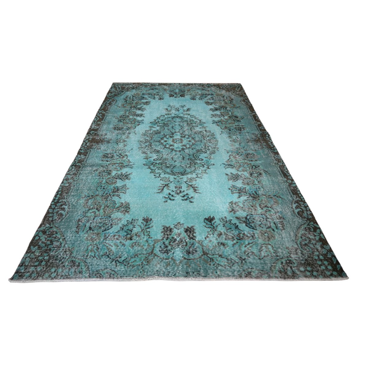 Turquoise vintage vloerkleed - 267x168 cm - HANDGEMAAKT