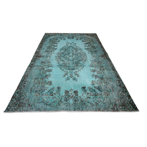 Turquoise vintage vloerkleed - 267x168 cm - HANDGEMAAKT