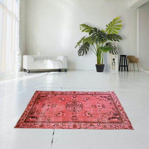 Roze vintage vloerkleed - 203x108 cm - HANDGEMAAKT