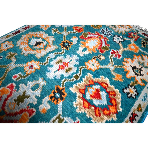Turquoise Azeri vloerkleed - 98x67 cm - HANDGEMAAKT