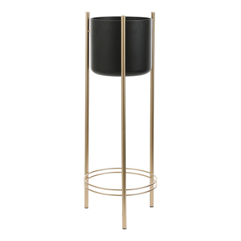 Sverre Bloempot op Standaard - H81 x Ø27 cm - Zwart, Goud