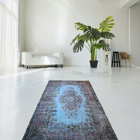Blauw vintage vloerkleed - 290x170 cm - HANDGEMAAKT