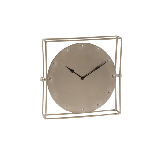 J-Line Vierkant Zwevend klok - metaal - zilver - Ø 33 cm