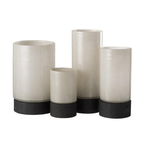 J-Line Windlicht/Vaas Ray Glas/Wilg Wit/Zwart Extra Large