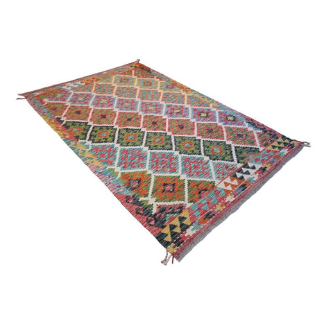 Kleurrijke kelim - 193x127 cm - HANDGEMAAKT