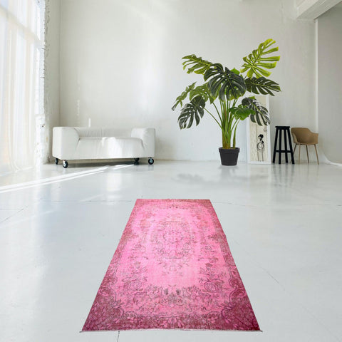 Roze vintage vloerkleed - 217x116 cm - HANDGEMAAKT