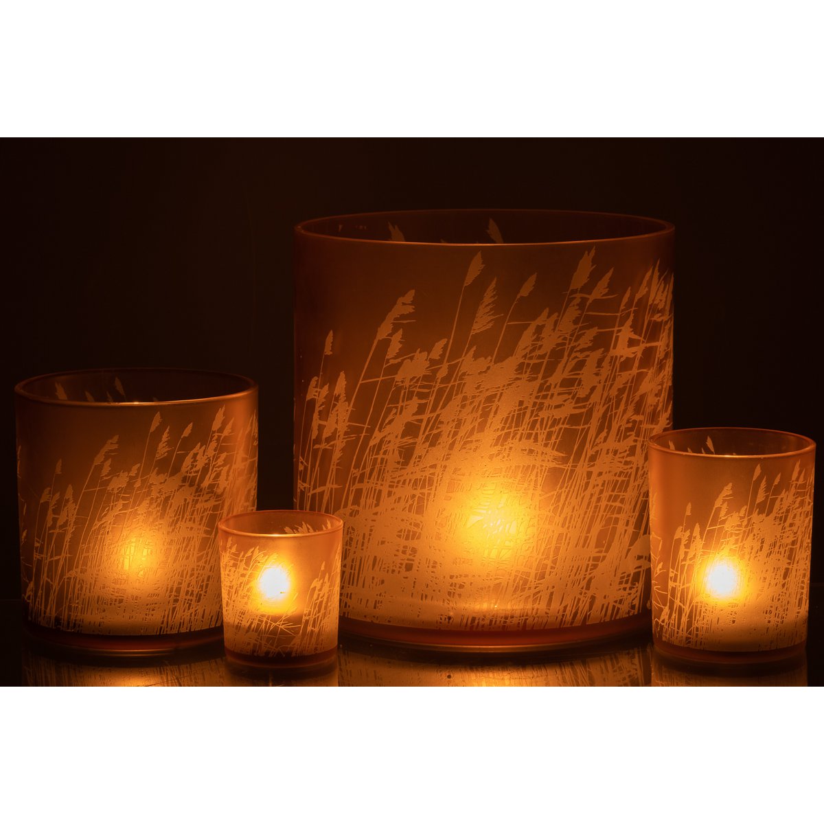 J-Line lantaarn gras - glas - beige - extra groot
