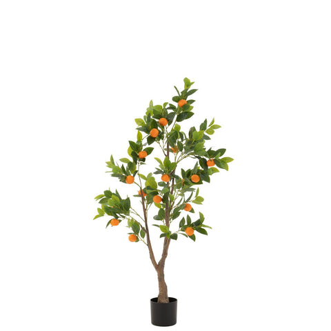 J-Line sinaasappelboom in pot - kunststof - oranje/groen - large