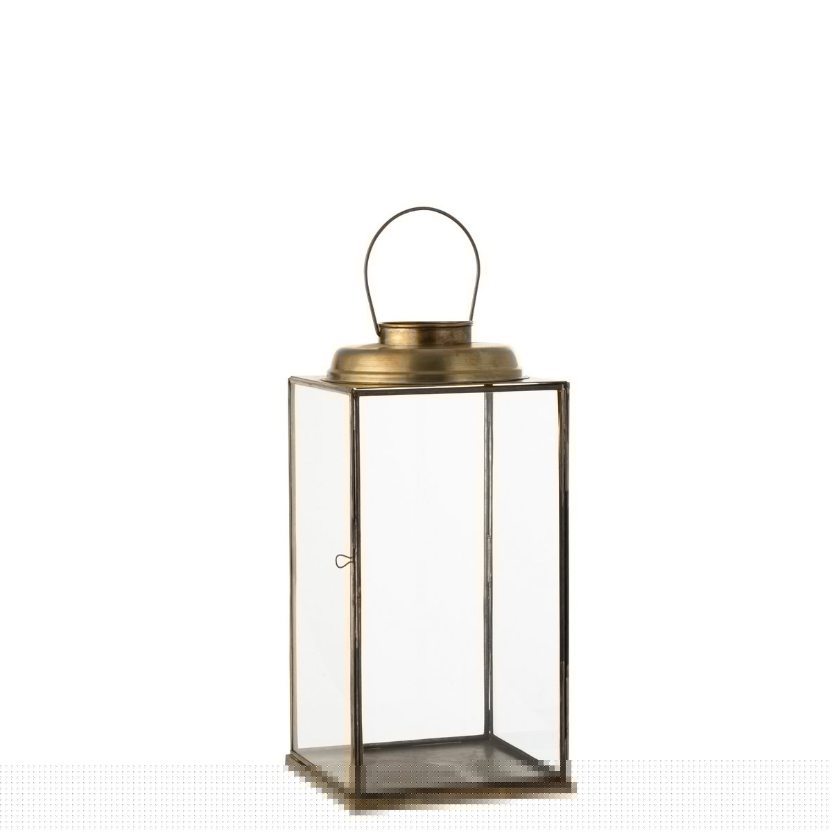 J-Line lantaarn Laag Antiek - glas/ijzer - brons - small