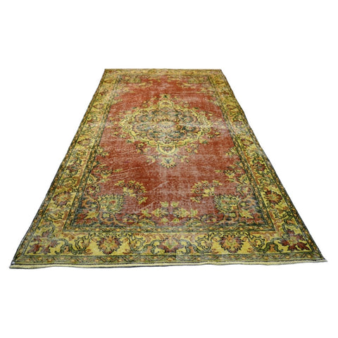 Geel vintage vloerkleed - 222x126 cm - HANDGEMAAKT