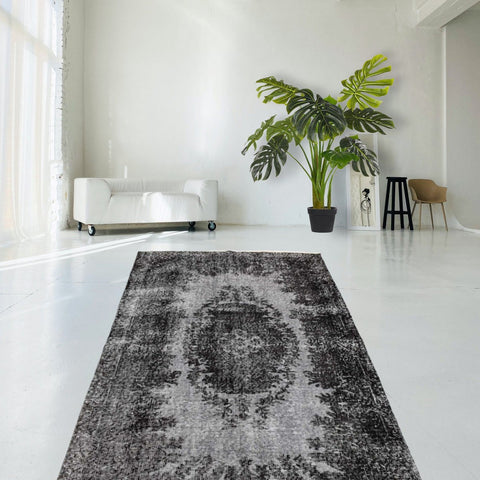 Grijs vintage vloerkleed - 206x110 cm - HANDGEMAAKT