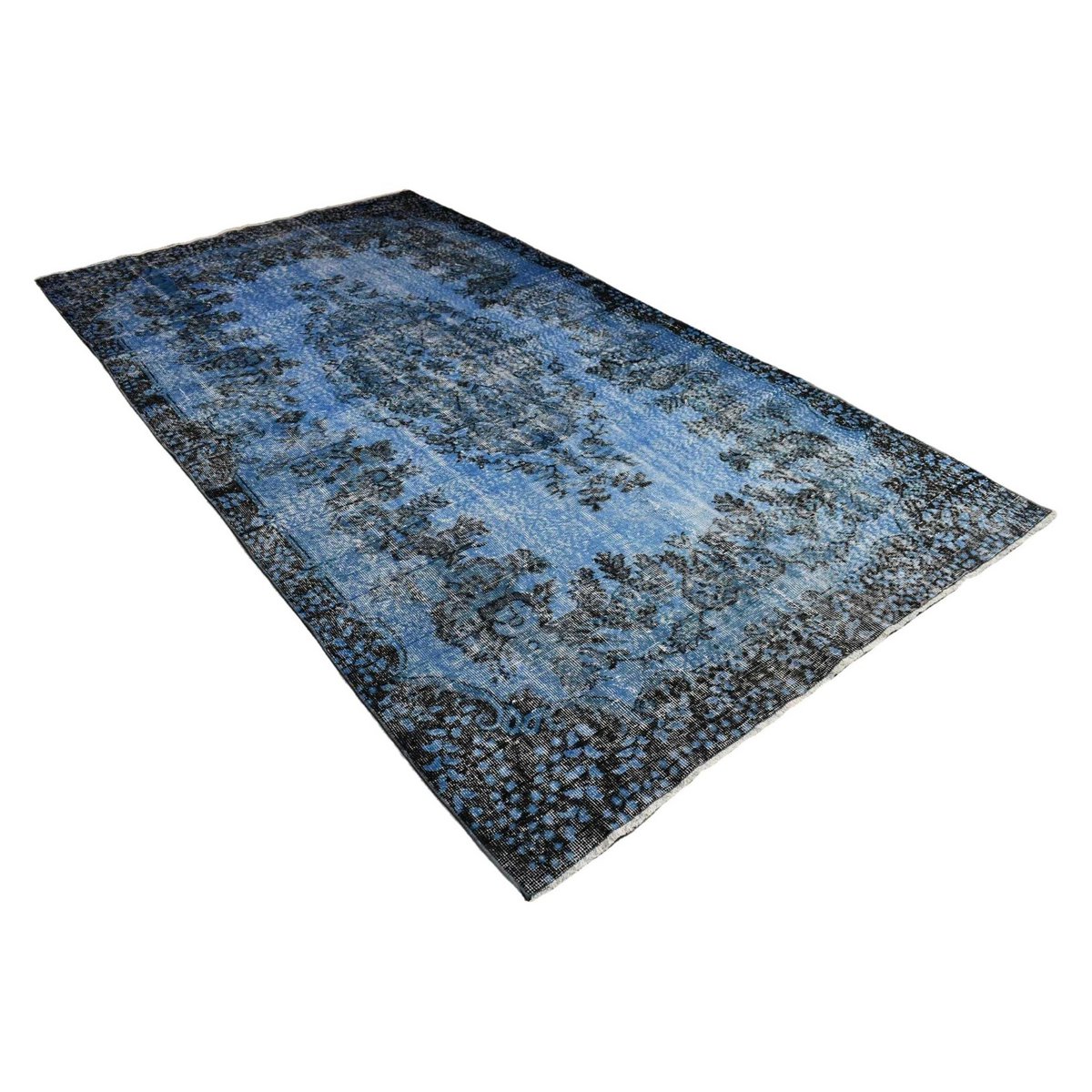 Blauw vintage vloerkleed - 316x178 cm - HANDGEMAAKT
