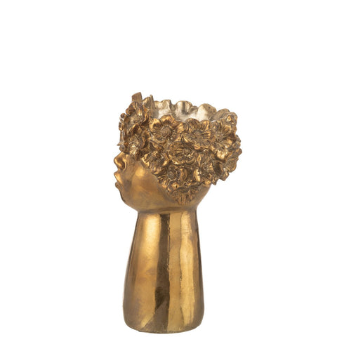 J-Line bloempot Nebu - polyresin - goud - large - Ø 18.5 cm