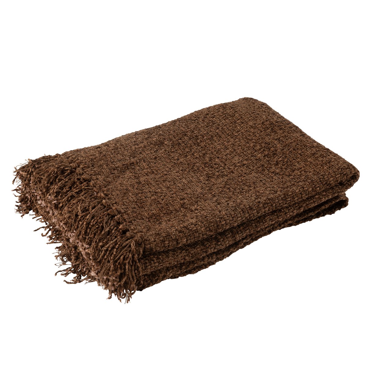 J-Line Plaid Gewoven+Franjes Viscose Bruin