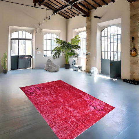 Rood vintage vloerkleed - 297x202 cm - HANDGEMAAKT