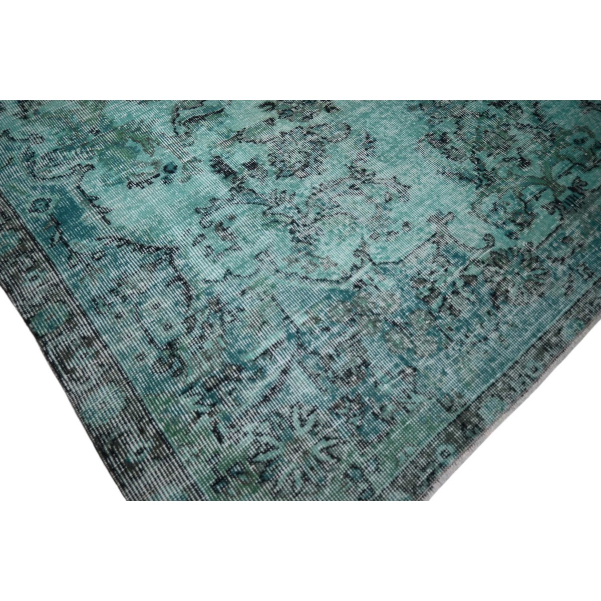 Turquoise vintage vloerkleed - 290x200 cm - HANDGEMAAKT