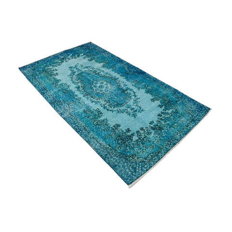 Turquoise vintage vloerkleed - 200x112 cm - HANDGEMAAKT