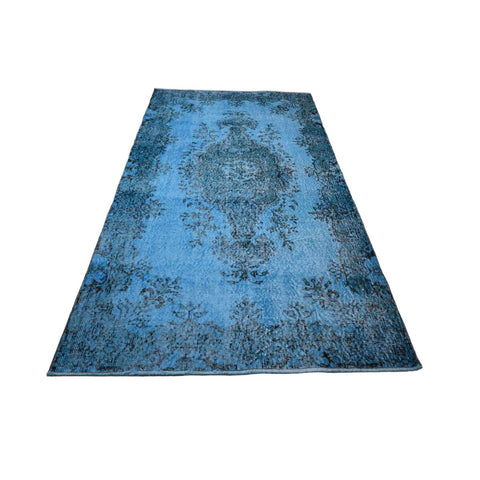 Blauw vintage vloerkleed - 217x119 cm - HANDGEMAAKT