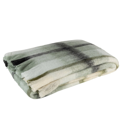 J-Line Plaid ruit - polyester - bruin/ groen/ wit - 190 x 136 cm