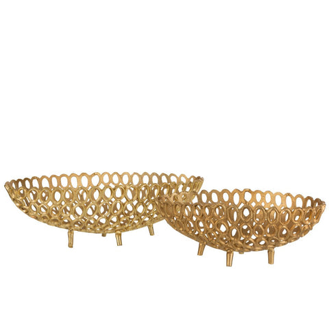 J-Line schaal Ovaal Ringen - aluminium - goud - large