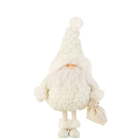 J-Line Kerstman Cadeau Tas Textiel Wit Large