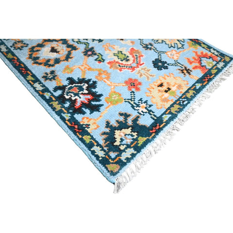 Blauw Azeri vloerkleed - 95x67 cm - HANDGEMAAKT
