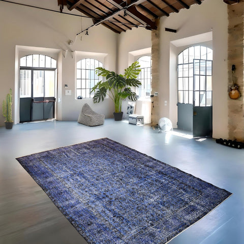 Blauw vintage vloerkleed - 315x204 cm - HANDGEMAAKT
