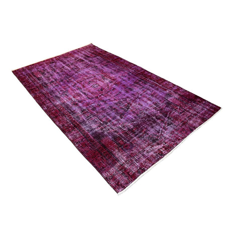 Paars vintage vloerkleed - 247x141 cm - HANDGEMAAKT