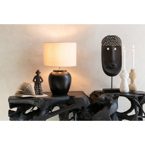 Lamp Meli + kap - keramiek - linnen - zwart - small