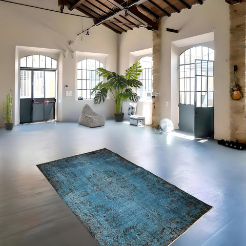 Blauw vintage vloerkleed - 270x158 cm - HANDGEMAAKT