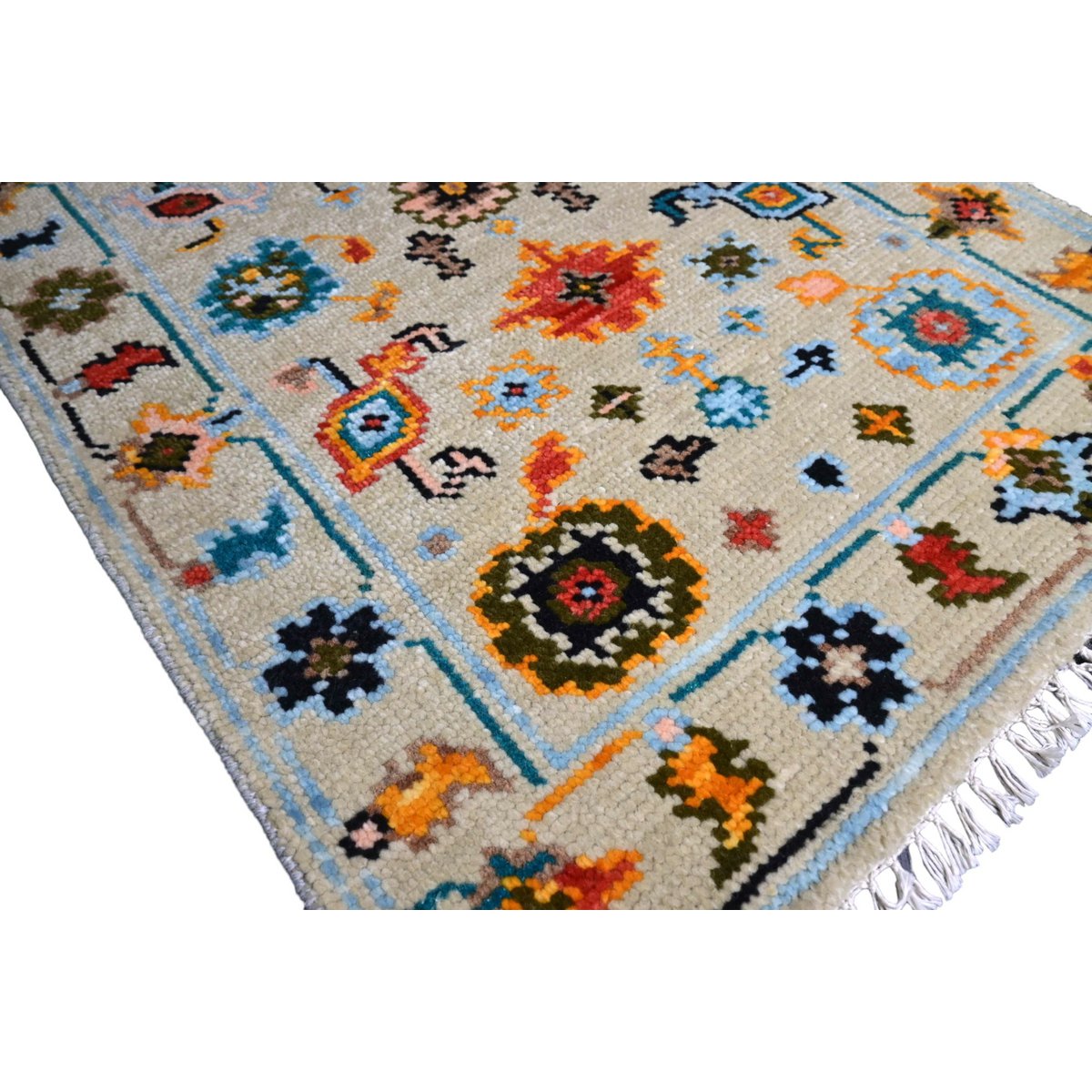Beige Azeri vloerkleed - 95x68 cm - HANDGEMAAKT