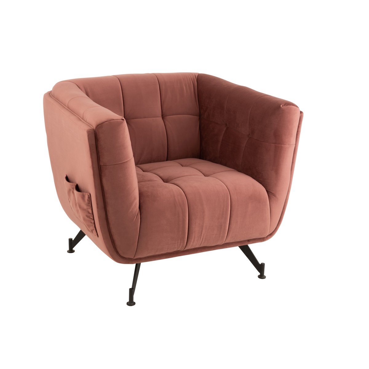 J-Line Lounge Zetel 1-Zit Textiel/Hout/Metaal Antiek Roze