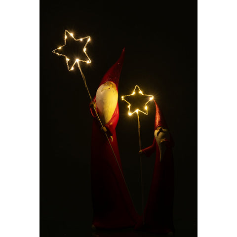 J-Line Set Van 2 Kerstman Led Ster Resin Wit/Rood