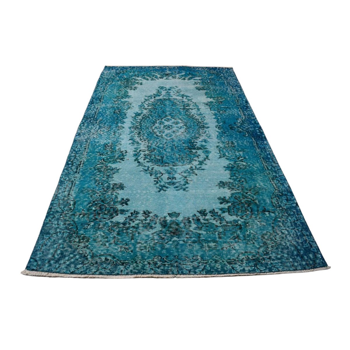 Turquoise vintage vloerkleed - 200x112 cm - HANDGEMAAKT