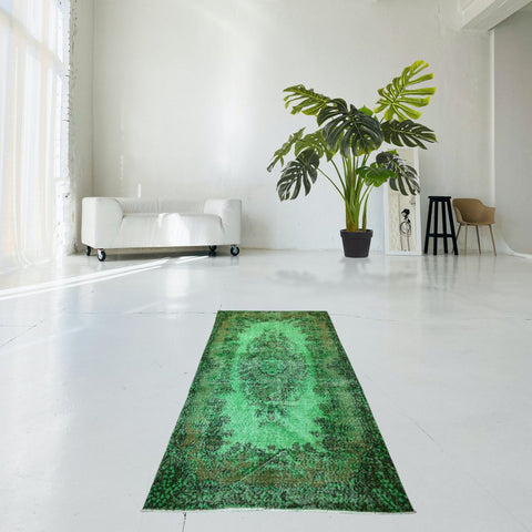 Groen vintage vloerkleed - 202x108 cm - HANDGEMAAKT
