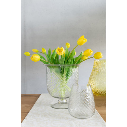 J-Line vaas Geruit Voet - glas - transparant - large