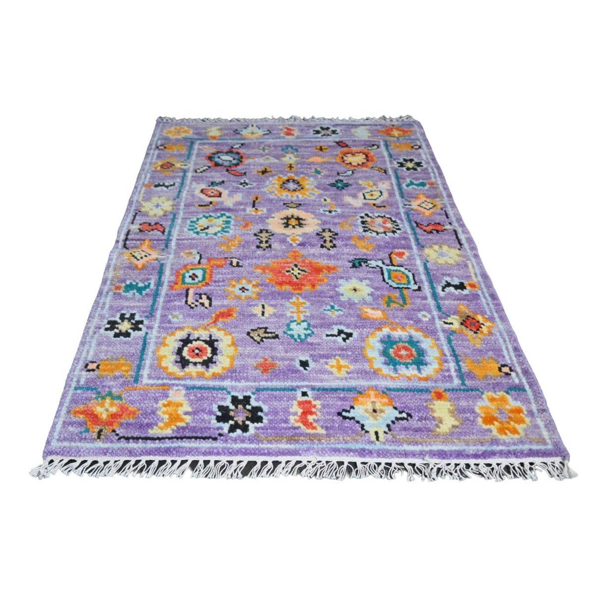 Paars Azeri vloerkleed - 94x67 cm - HANDGEMAAKT