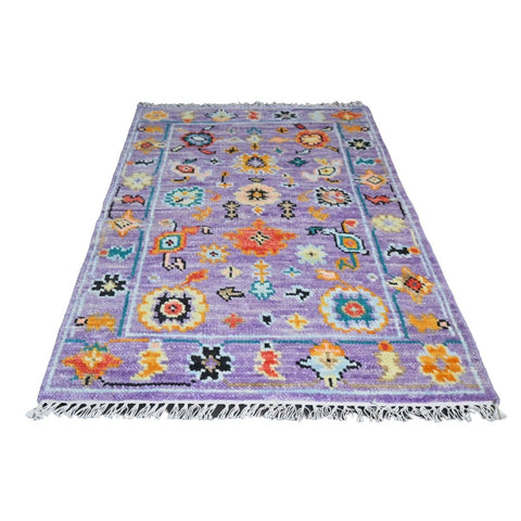 Paars Azeri vloerkleed - 94x67 cm - HANDGEMAAKT