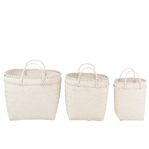 J-Line manden Vierkant - rotan - wit