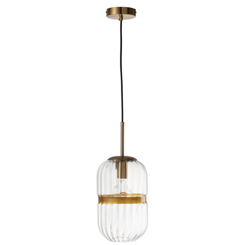 J-Line Hanglamp Tube Ijzer/Glas Transparant Goud