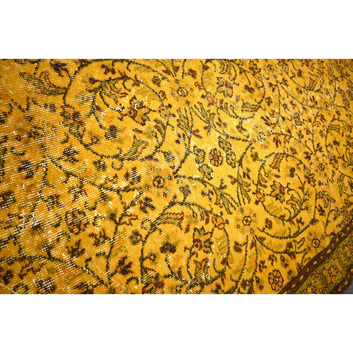 Geel vintage vloerkleed - 212x114 cm - HANDGEMAAKT