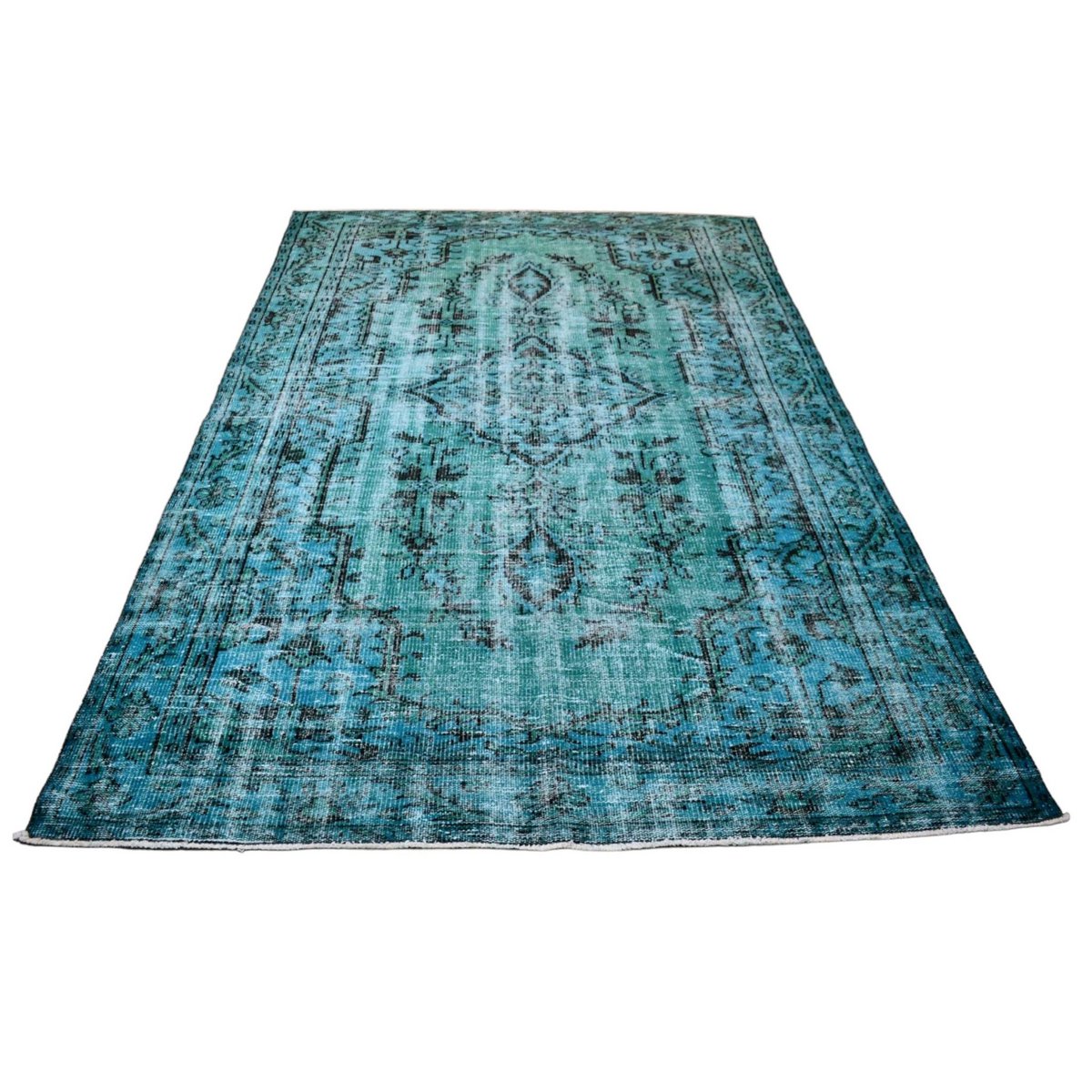 Turquoise vintage vloerkleed - 267x172 cm - HANDGEMAAKT