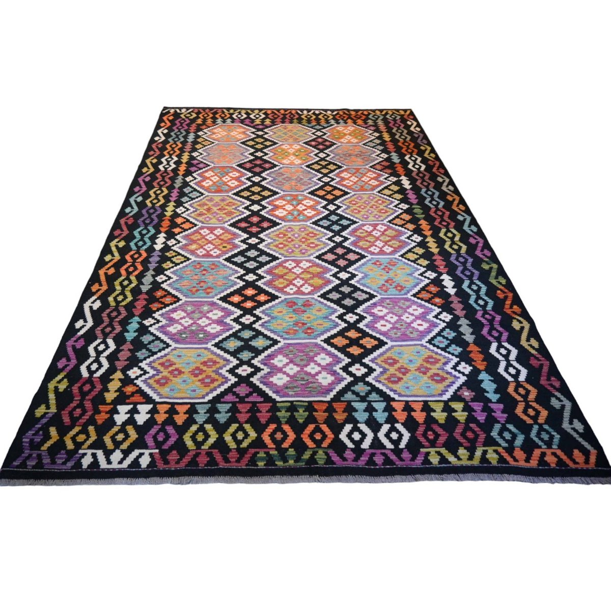 Kleurrijke kelim - 302x204 cm - HANDGEMAAKT