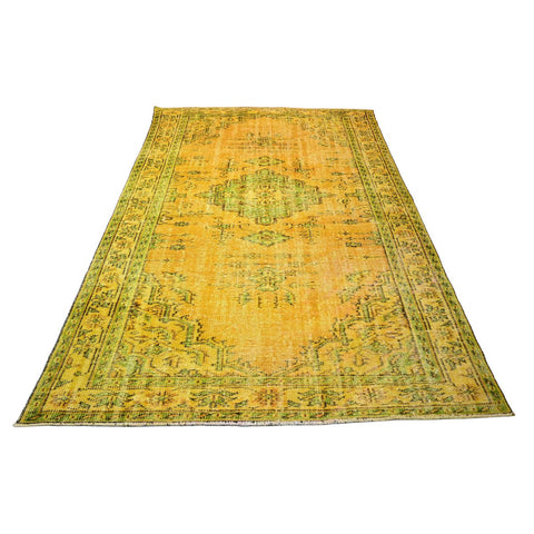 Geel vintage vloerkleed - 245x158 cm - HANDGEMAAKT
