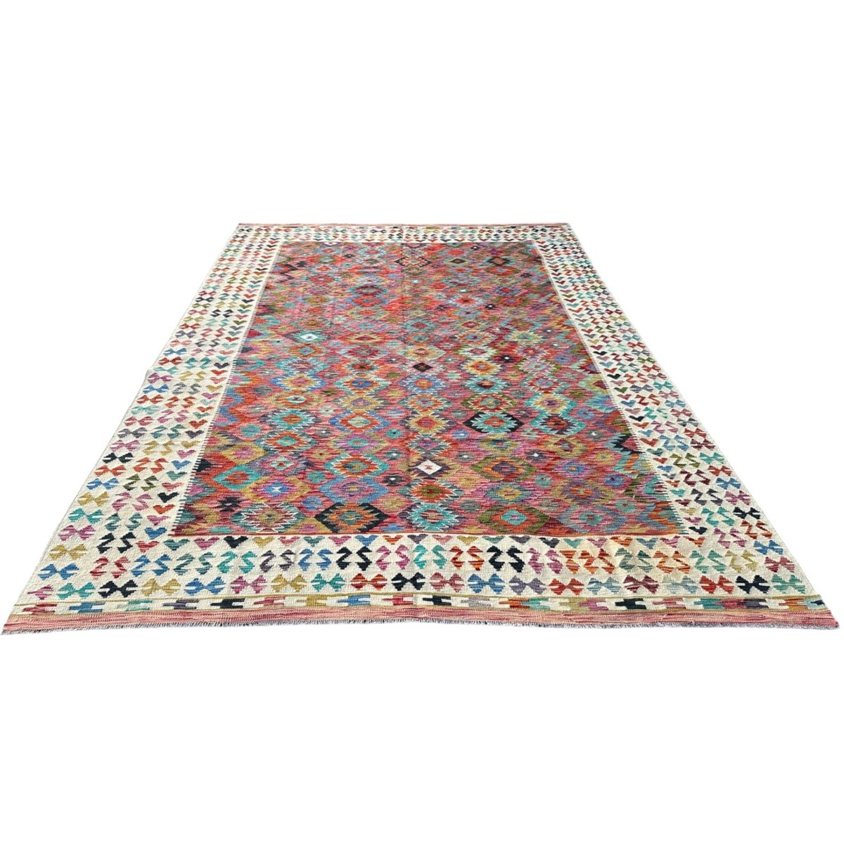 XL Kleurrijke kelim - 400x310 cm - HANDGEMAAKT