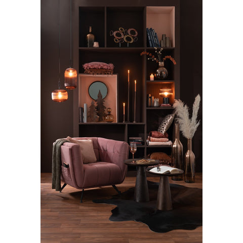 J-Line Lounge Zetel 1-Zit Textiel/Hout/Metaal Antiek Roze