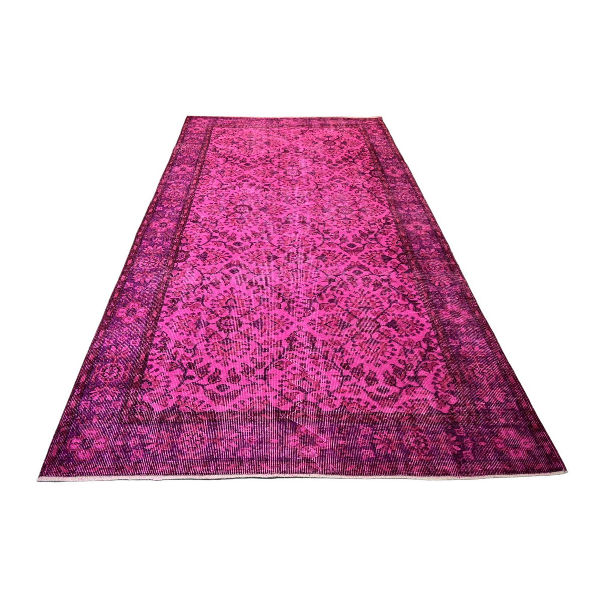 Roze vintage vloerkleed - 265x145 cm - HANDGEMAAKT