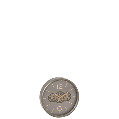 J-Line Klok Tandwiel Mdf Grijs/Goud Small